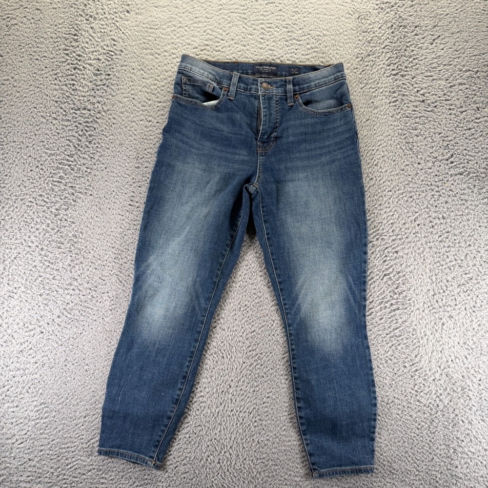 Lucky Brand Ava Jeans Womens 8 Blue Cotton Denim Cropped Mid Rise Faded Workwear